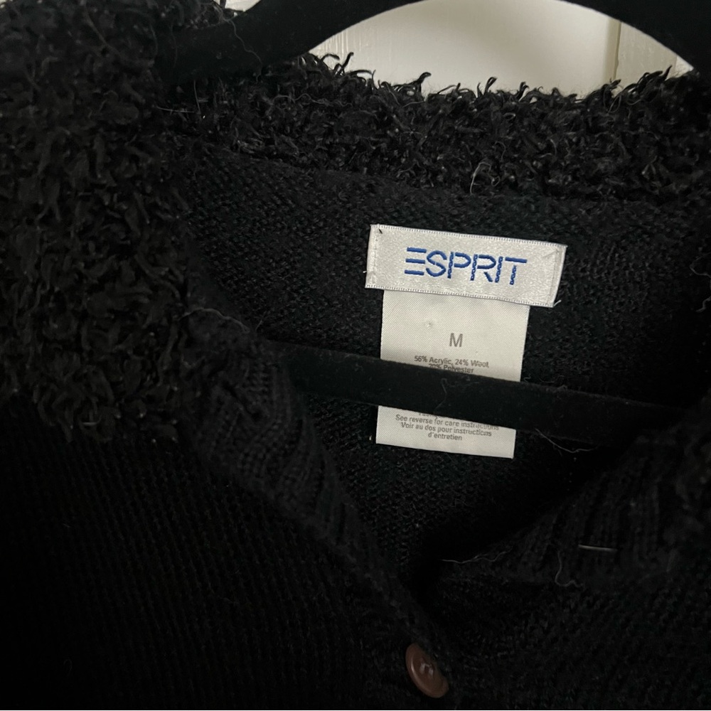 Vintage cropped Esprit cardigan with fuzzy collar & wrists - Picture 4 of 4